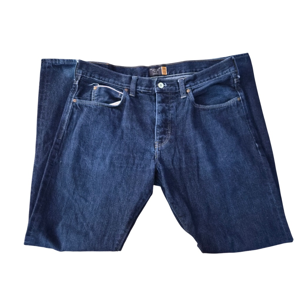 J.Crew 770 Straight Fit Jeans Mens 34x32 Dark Wash Indigo 100% Cotton Button Fly